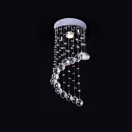 Lustre de cristal moderno contemporâneo galvanizado de metal com montagem embutida