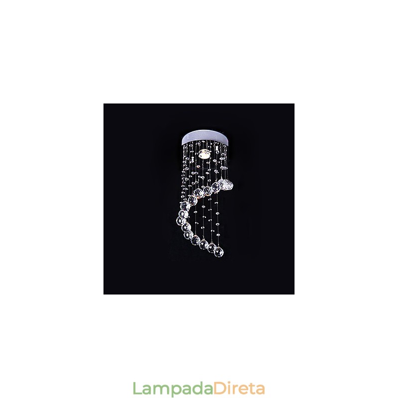 Lustre de cristal moderno contemporâneo galvanizado de metal com montagem embutida