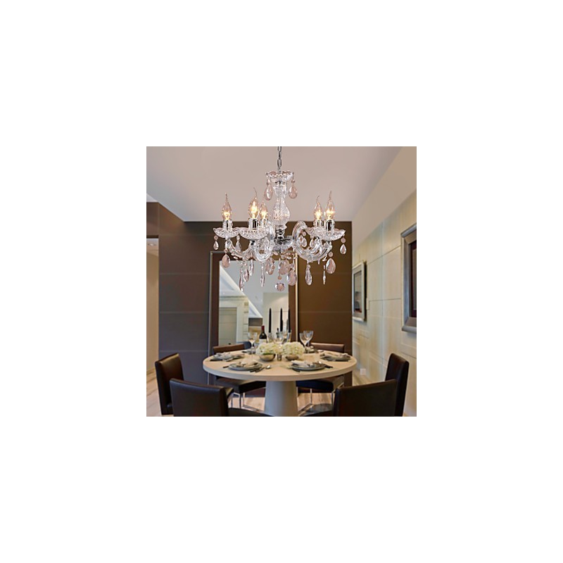 Upligh Chrome Lâmpada de Teto Luz de Vela Luminária de Acrílico Lustre Pingente