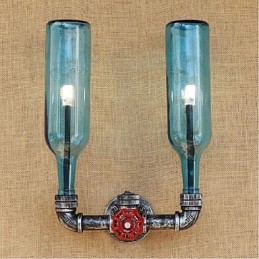 Interruptor de vento industrial retrô Garrafa de água Lâmpada de parede Luz de parede Azul
