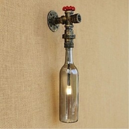 Luminária de parede com garrafa de água cinza fumaça
