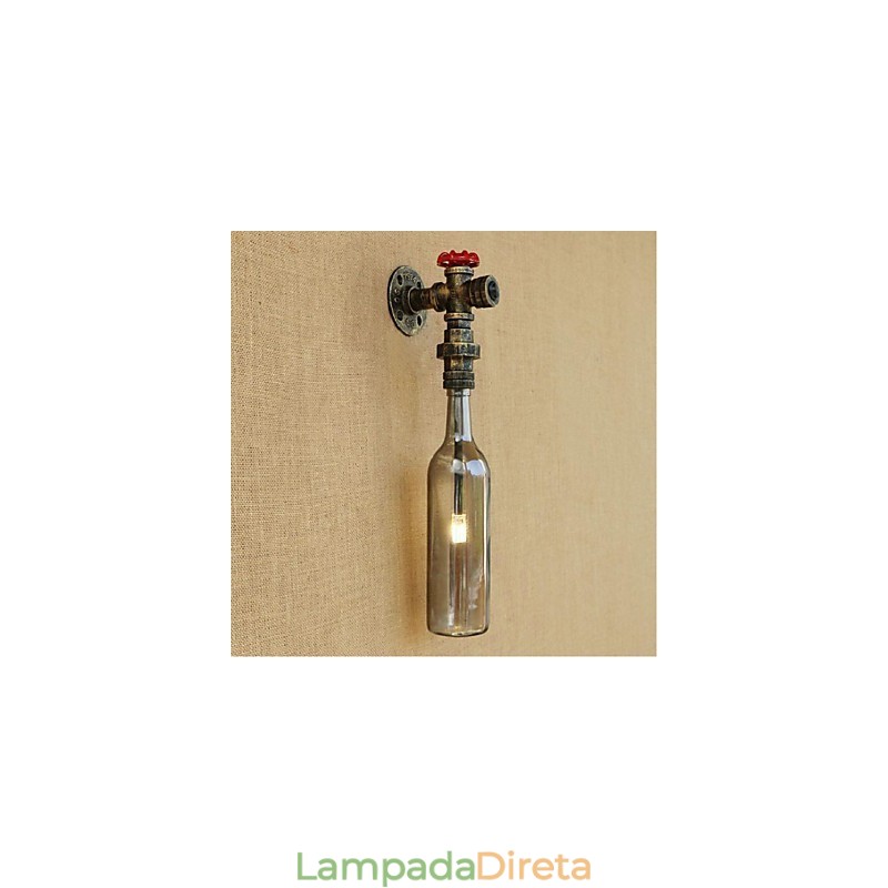 Luminária de parede com garrafa de água cinza fumaça