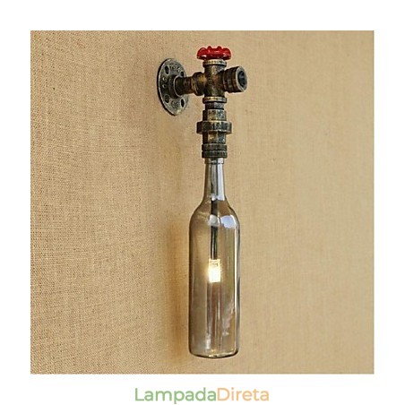 Luminária de parede com garrafa de água cinza fumaça Luminária de parede com garrafa de água cinza fumaça