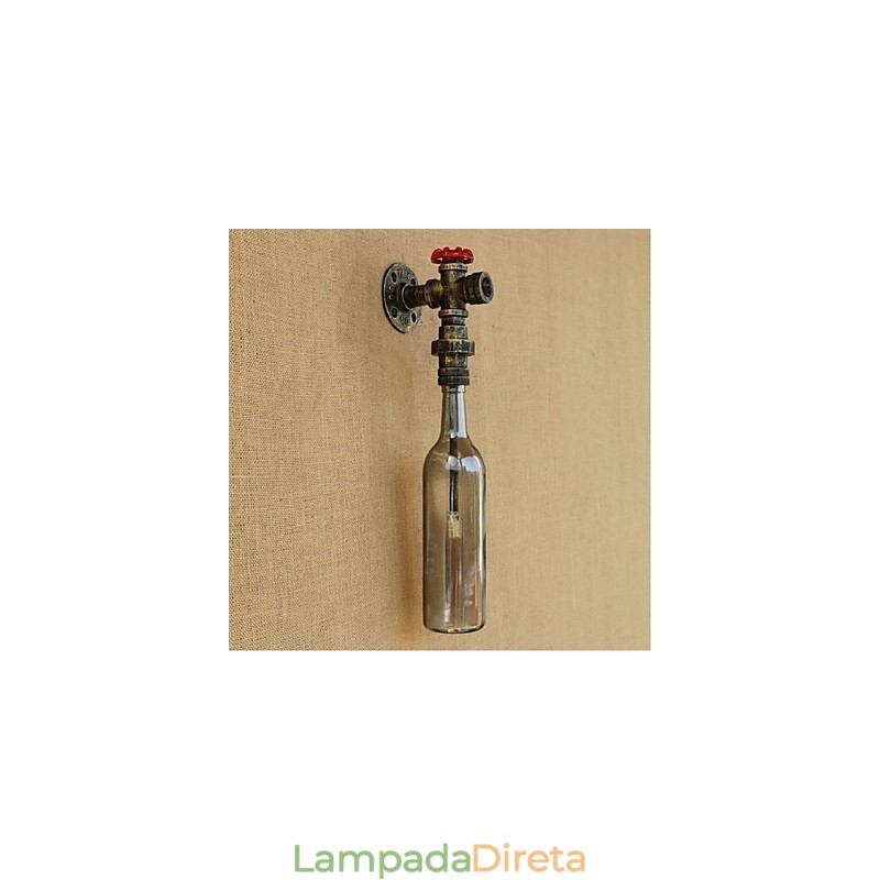 Luminária de parede com garrafa de água cinza fumaça