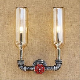 Interruptor de vento industrial retrô Garrafa de água Lâmpada de parede Luz de parede Âmbar
