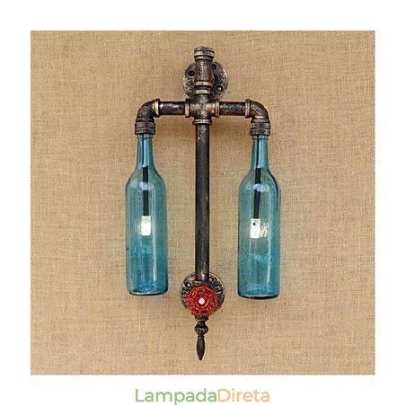 American Themed Restaurant Bar Ferro Com Interruptor Tubo De Água Garrafa De Vinho Luminária De Parede Azul American Themed Restaurant Bar Ferro Com Interruptor Tubo De Água Garrafa De Vinho Luminária De Parede Azul