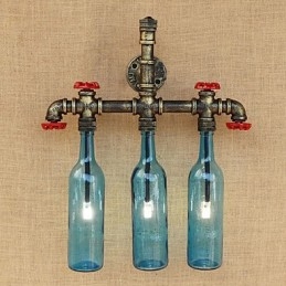 Interruptor de vento industrial retrô Garrafa de água Lâmpada de parede Luz de parede Azul