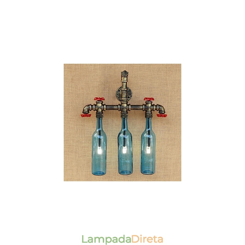 Interruptor de vento industrial retrô Garrafa de água Lâmpada de parede Luz de parede Azul