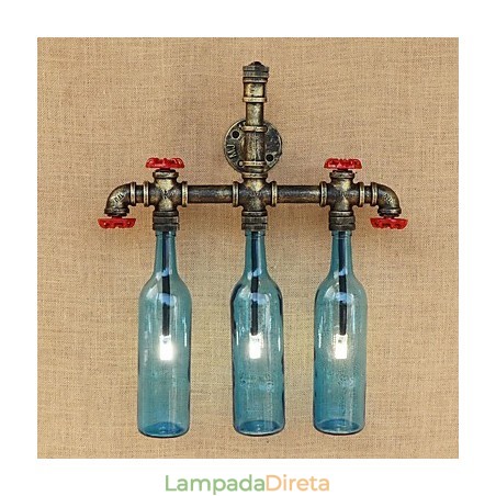 Interruptor de vento industrial retrô Garrafa de água Lâmpada de parede Luz de parede Azul Interruptor de vento industrial retrô Garrafa de água Lâmpada de parede Luz de parede Azul