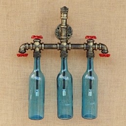 Interruptor de vento industrial retrô Garrafa de água Lâmpada de parede Luz de parede Azul
