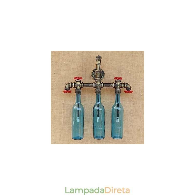Interruptor de vento industrial retrô Garrafa de água Lâmpada de parede Luz de parede Azul