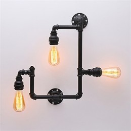 3 Cabeças Vintage Industrial Pipe Wall Lights Preto Luzes Criativas Restaurante Café Bar Decoração iluminação