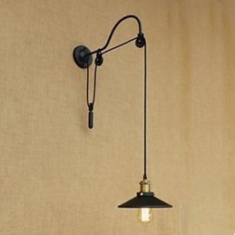 Luminária de parede para sala de jantar com elevação e comprimento de rosca ajustável de luminária de parede para quarto com personagem criativo retrô de ferro