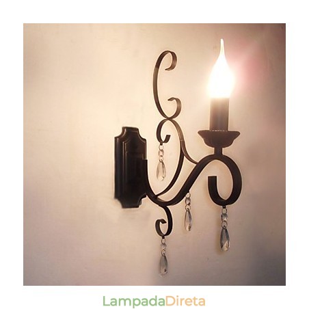 Lâmpada de vela de cristal Ferro Personalidade criativa Corredor Escada Decoração Lâmpada de cabeceira Lâmpada de parede Lâmpada de vela de cristal Ferro Personalidade criativa Corredor Escada Decoração Lâmpada de cabeceira Lâmpada de parede