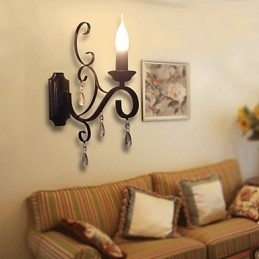 Lâmpada de vela de cristal Ferro Personalidade criativa Corredor Escada Decoração Lâmpada de cabeceira Lâmpada de parede