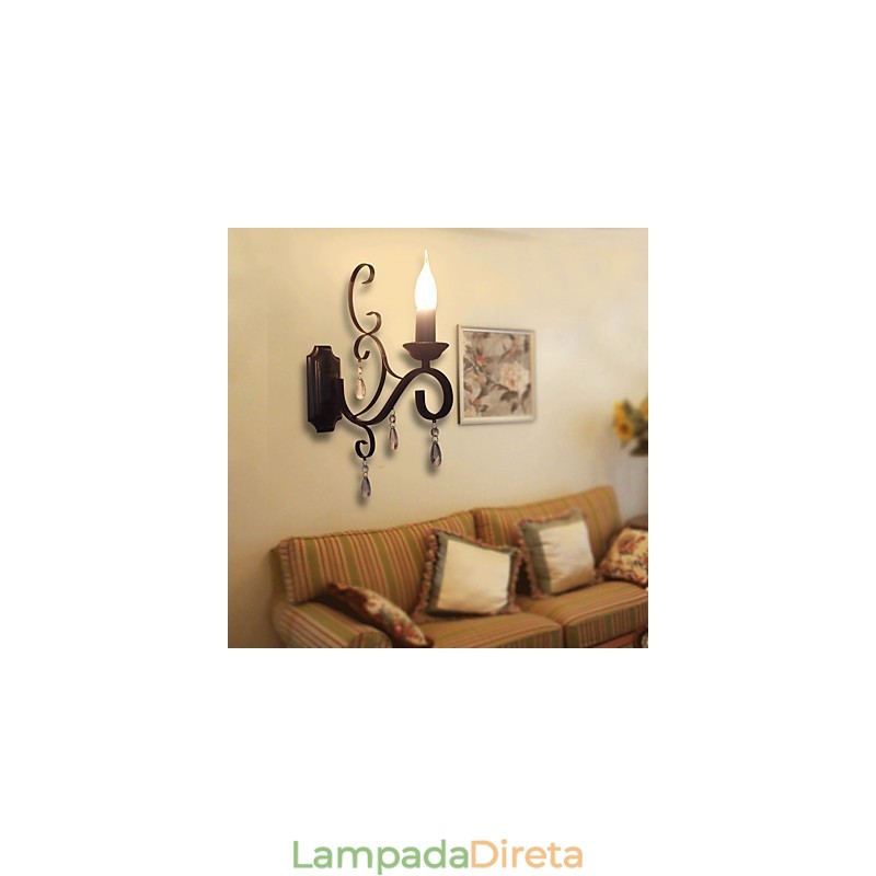 Lâmpada de vela de cristal Ferro Personalidade criativa Corredor Escada Decoração Lâmpada de cabeceira Lâmpada de parede