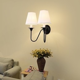 Acabamento em óxido preto rústico Lodge, recurso para proteção dos olhos, arandelas de parede com luz ambiente, luminária de parede