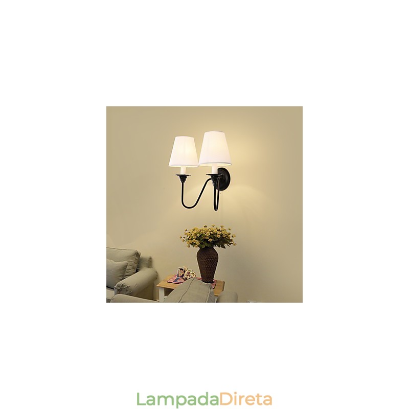 Acabamento em óxido preto rústico Lodge, recurso para proteção dos olhos, arandelas de parede com luz ambiente, luminária de parede