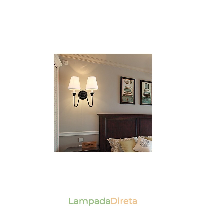 Acabamento em óxido preto rústico Lodge, recurso para proteção dos olhos, arandelas de parede com luz ambiente, luminária de parede