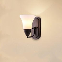 Acabamento em óxido preto rústico Lodge, recurso para proteção dos olhos, arandelas de parede com luz ambiente, luminária de parede