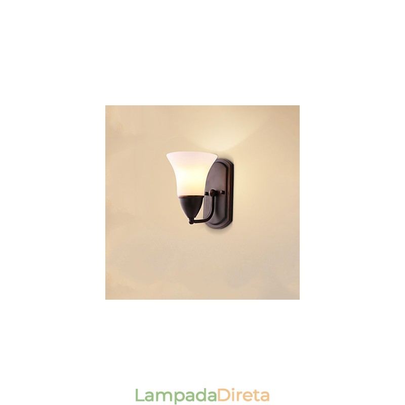 Acabamento em óxido preto rústico Lodge, recurso para proteção dos olhos, arandelas de parede com luz ambiente, luminária de parede