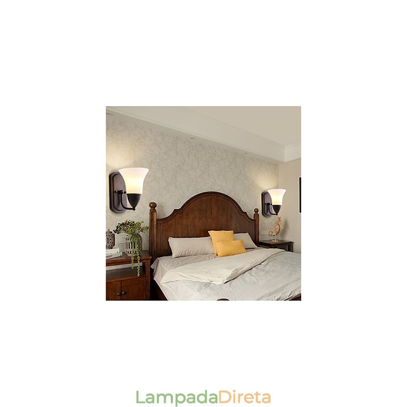 Acabamento em óxido preto rústico Lodge, recurso para proteção dos olhos, arandelas de parede com luz ambiente, luminária de parede