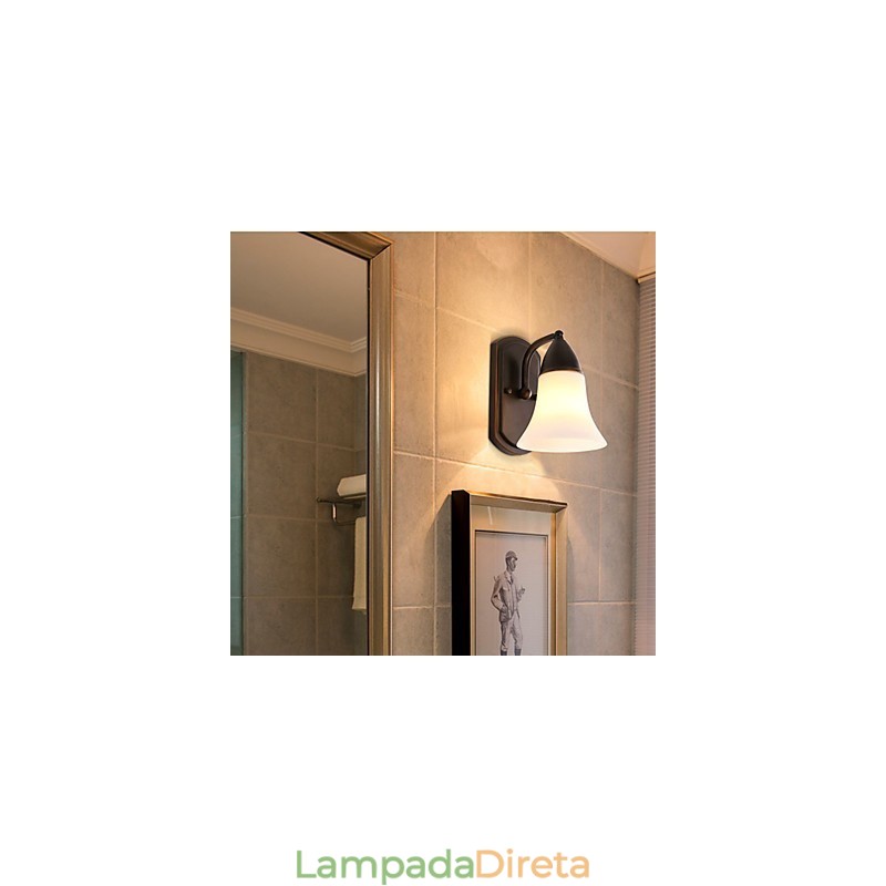 Acabamento em óxido preto rústico Lodge, recurso para proteção dos olhos, arandelas de parede com luz ambiente, luminária de parede