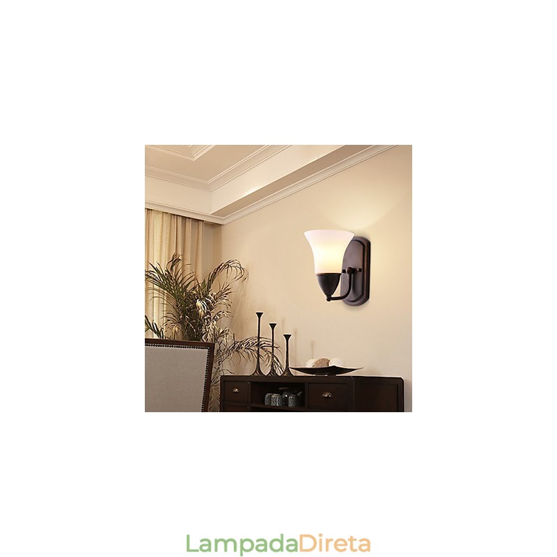 Acabamento em óxido preto rústico Lodge, recurso para proteção dos olhos, arandelas de parede com luz ambiente, luminária de parede