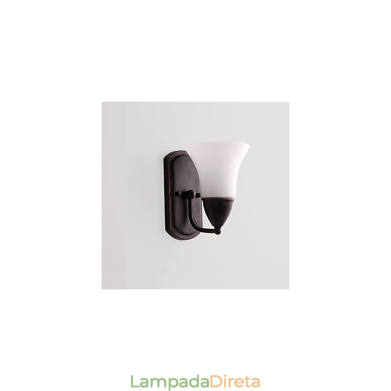 Acabamento em óxido preto rústico Lodge, recurso para proteção dos olhos, arandelas de parede com luz ambiente, luminária de parede