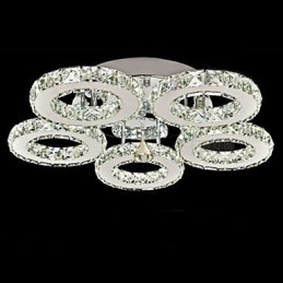 Cristal Flush Mount 5 Luzes Moderno Transparente Galvanoplastia Aço Inoxidável