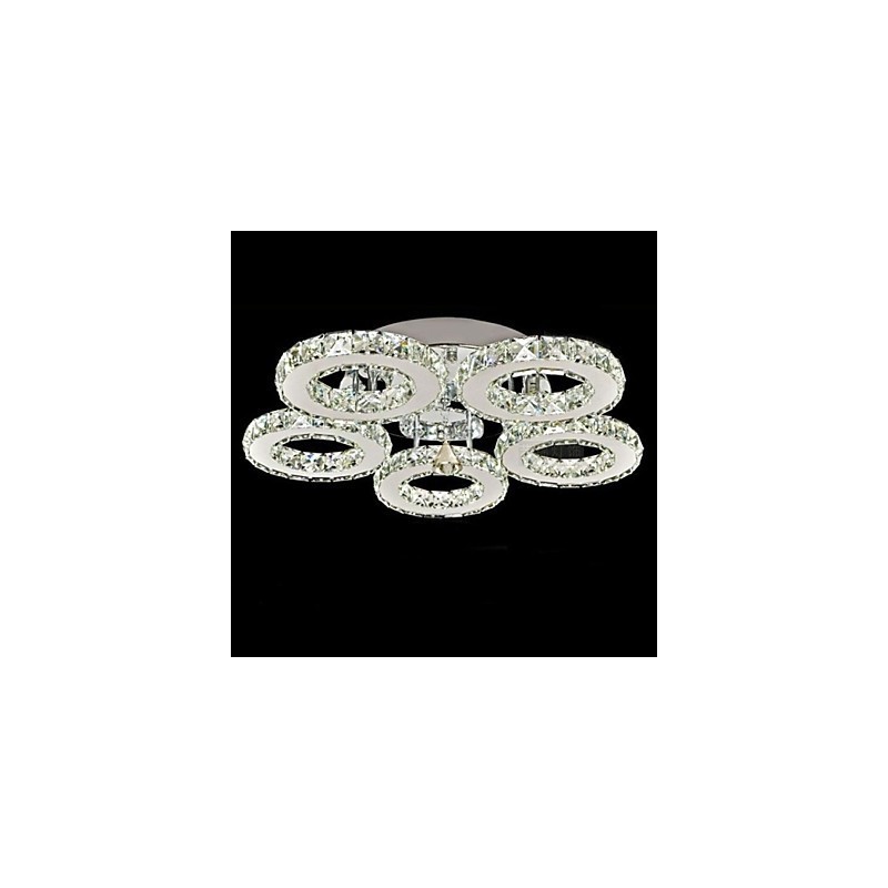 Cristal Flush Mount 5 Luzes Moderno Transparente Galvanoplastia Aço Inoxidável