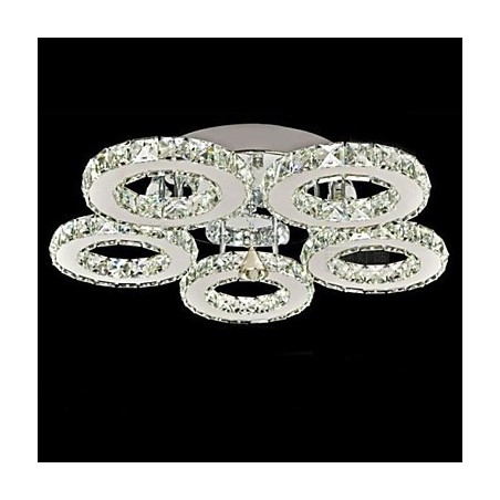 Cristal Flush Mount 5 Luzes Moderno Transparente Galvanoplastia Aço Inoxidável Cristal Flush Mount 5 Luzes Moderno Transparente Galvanoplastia Aço Inoxidável