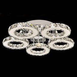 Cristal Flush Mount 5 Luzes Moderno Transparente Galvanoplastia Aço Inoxidável