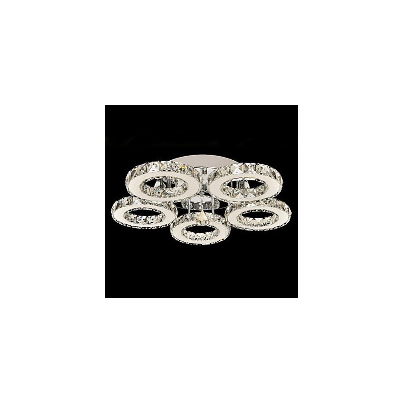 Cristal Flush Mount 5 Luzes Moderno Transparente Galvanoplastia Aço Inoxidável
