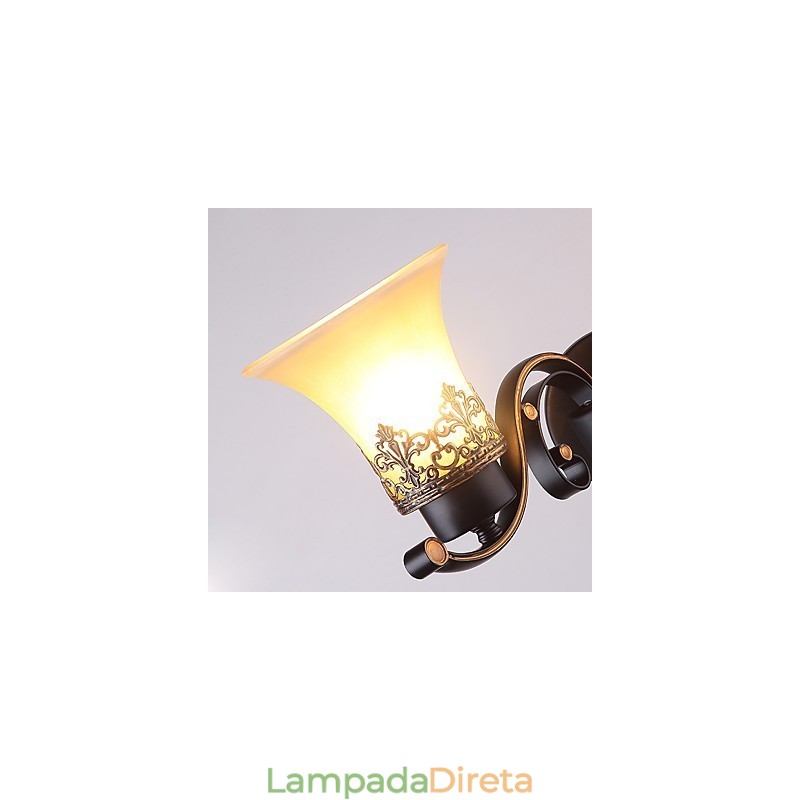Luminária de parede de metal vintage americana de cabeça dupla com vidro para sala de jantar, sala de estar, hall de entrada, decoração de parede