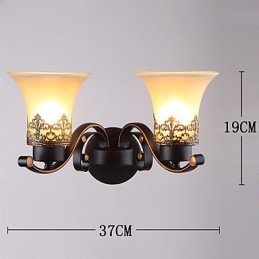 Luminária de parede de metal vintage americana de cabeça dupla com vidro para sala de jantar, sala de estar, hall de entrada, decoração de parede