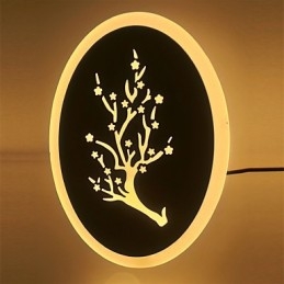Plum Carved Acrylic Scrub Wall Light Lâmpada de cabeceira redonda Luzes de corredor Branco quente AC220V