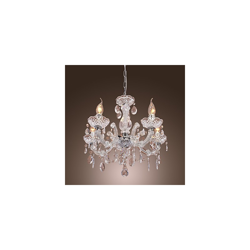 Upligh Chrome Lâmpada de Teto Luz de Vela Luminária de Acrílico Lustre Pingente