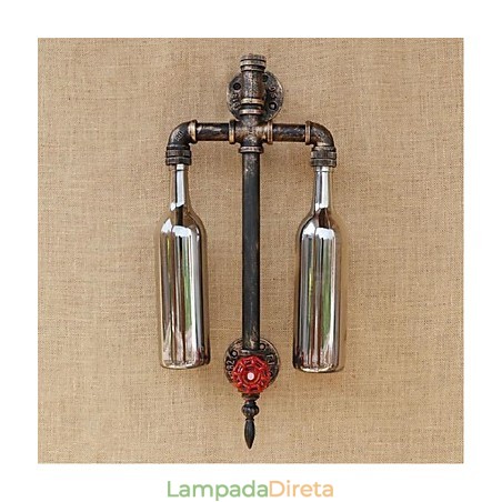 American Themed Restaurant Bar Ferro Com Interruptor Tubo De Água Garrafa De Vinho Luminária De Parede Cinza American Themed Restaurant Bar Ferro Com Interruptor Tubo De Água Garrafa De Vinho Luminária De Parede Cinza