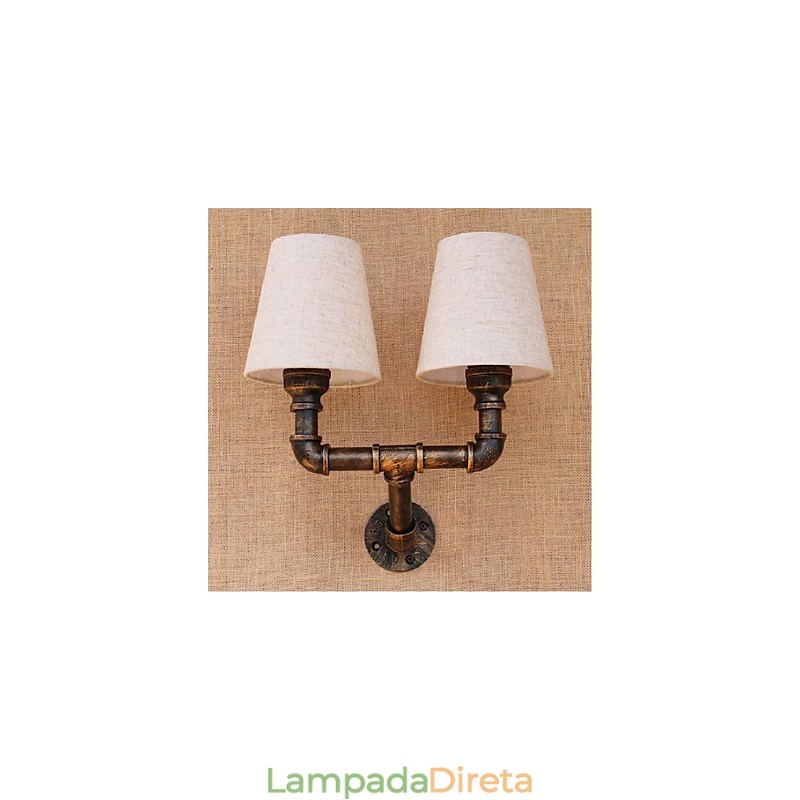 Luminária de parede rústica em latão para iluminação ambiente