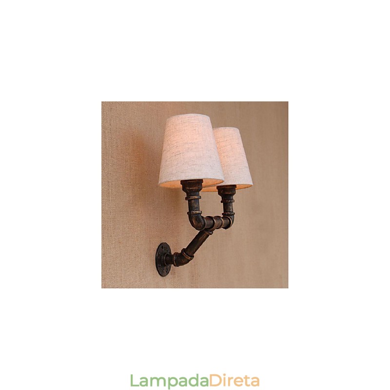 Luminária de parede rústica em latão para iluminação ambiente