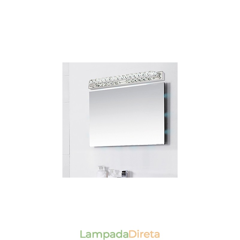 Lâmpada de espelho longa de alta qualidade, luzes de banheiro, metal e cristal, luz de parede