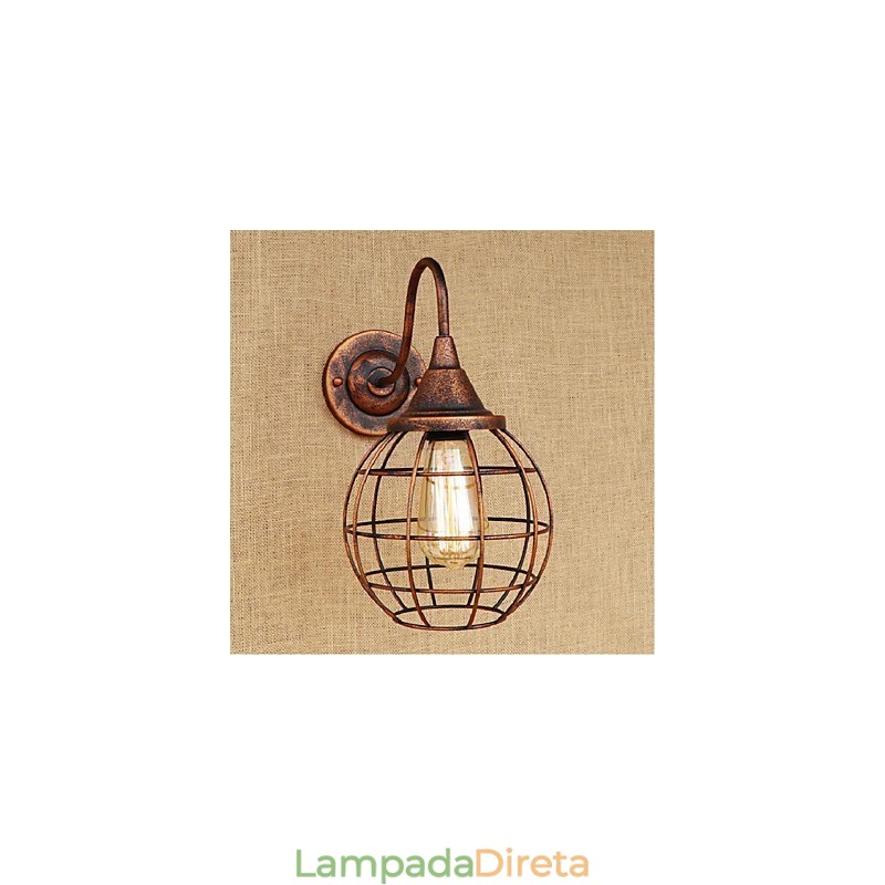 Luminária de parede americana, simples e retrô, criativa, cor ferrugem, arandela, luminária de parede