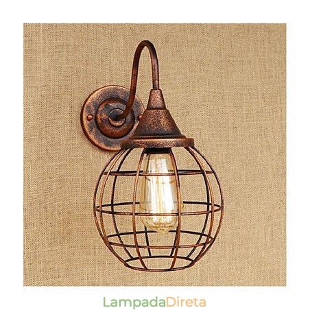 Luminária de parede americana, simples e retrô, criativa, cor ferrugem, arandela, luminária de parede Luminária de parede americana, simples e retrô, criativa, cor ferrugem, arandela, luminária de parede