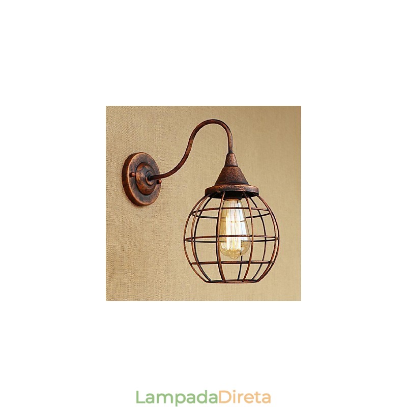 Luminária de parede americana, simples e retrô, criativa, cor ferrugem, arandela, luminária de parede