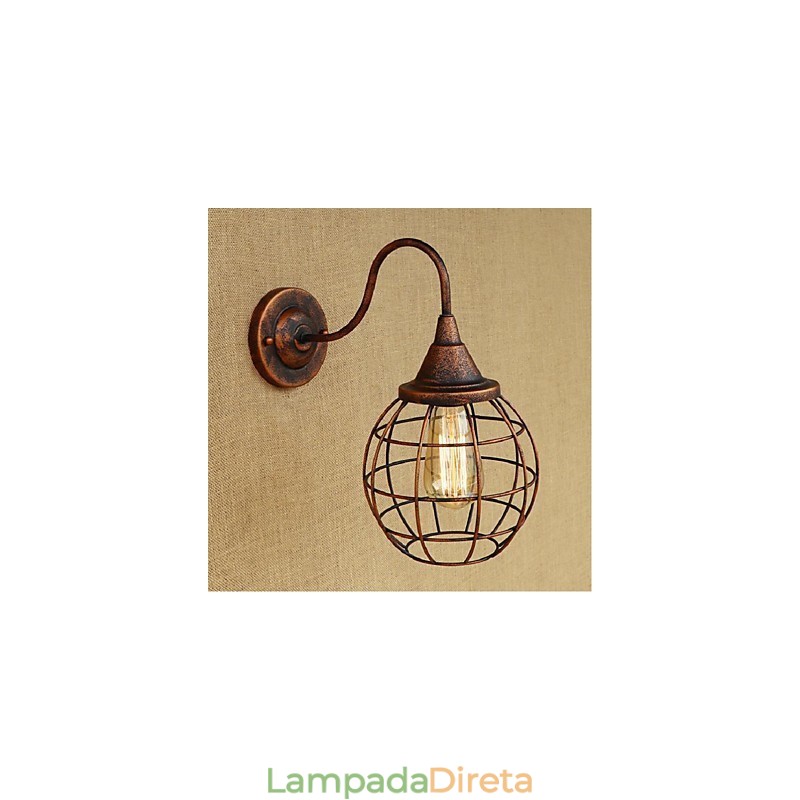Luminária de parede americana, simples e retrô, criativa, cor ferrugem, arandela, luminária de parede