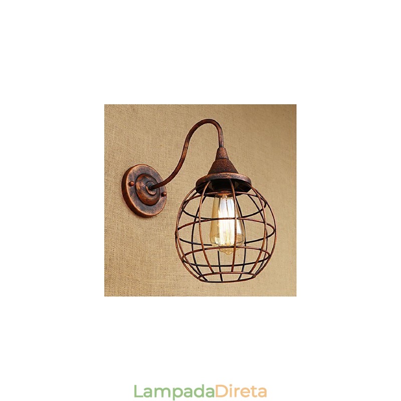 Luminária de parede americana, simples e retrô, criativa, cor ferrugem, arandela, luminária de parede
