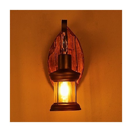 Luminária de parede de pintura de metal de madeira vintage retrô industrial de cabeça única para decoração de corredor de hotel em casa