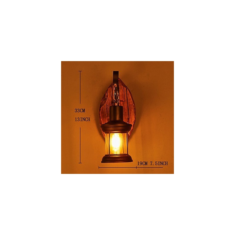 Luminária de parede de pintura de metal de madeira vintage retrô industrial de cabeça única para decoração de corredor de hotel em casa