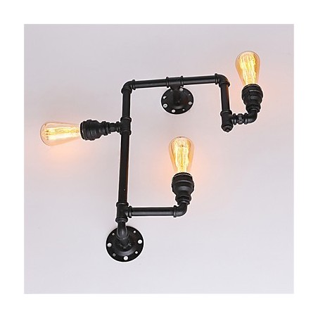 Luminárias de parede vintage industriais de tubo, luzes pretas criativas, iluminação para decoração de restaurante, café, bar, com acabamento pintado de 3 luzes Luminárias de parede vintage industriais de tubo, luzes pretas criativas, iluminação para decoração de restaurante, café, bar, com acabamento pintado de 3 luzes
